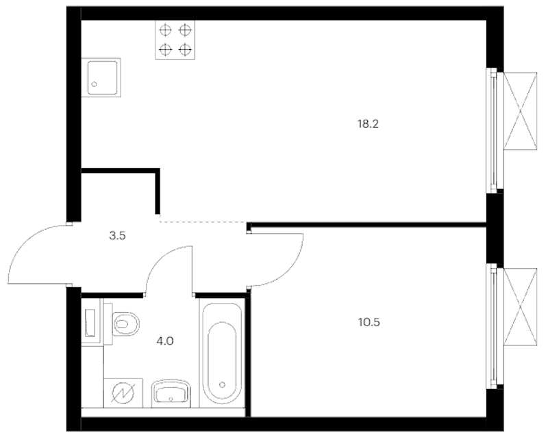 1-комнатная квартира 36.2 м², 11/13 эт., ЖК «Витебский парк»